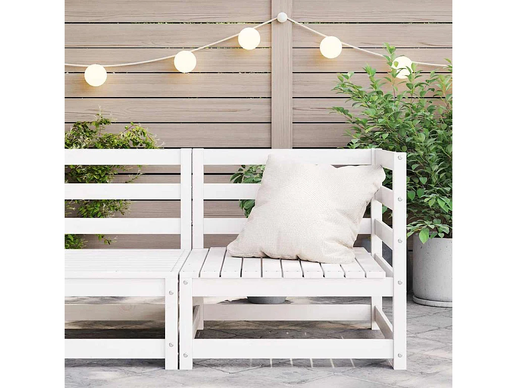 Garten-Ecksofa Weiß Massivholz Kiefer