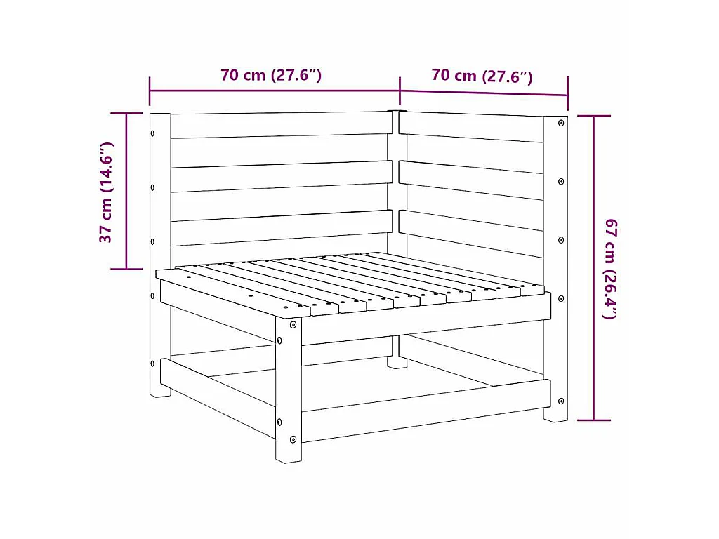 Garten-Ecksofa Weiß Massivholz Kiefer