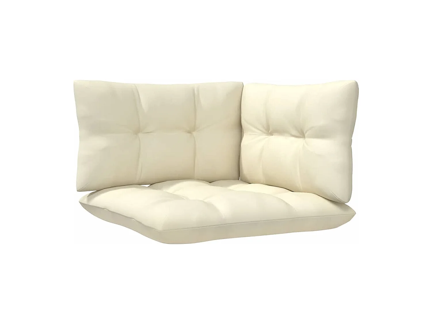 Sofá de canto p/ jardim c/ almofadões pinho maciço cor creme