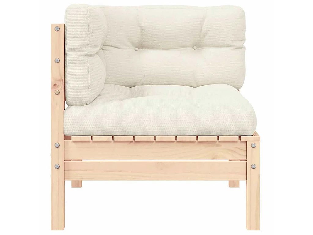 Garten-Ecksofa mit Kissen in Creme Massivholz Kiefer