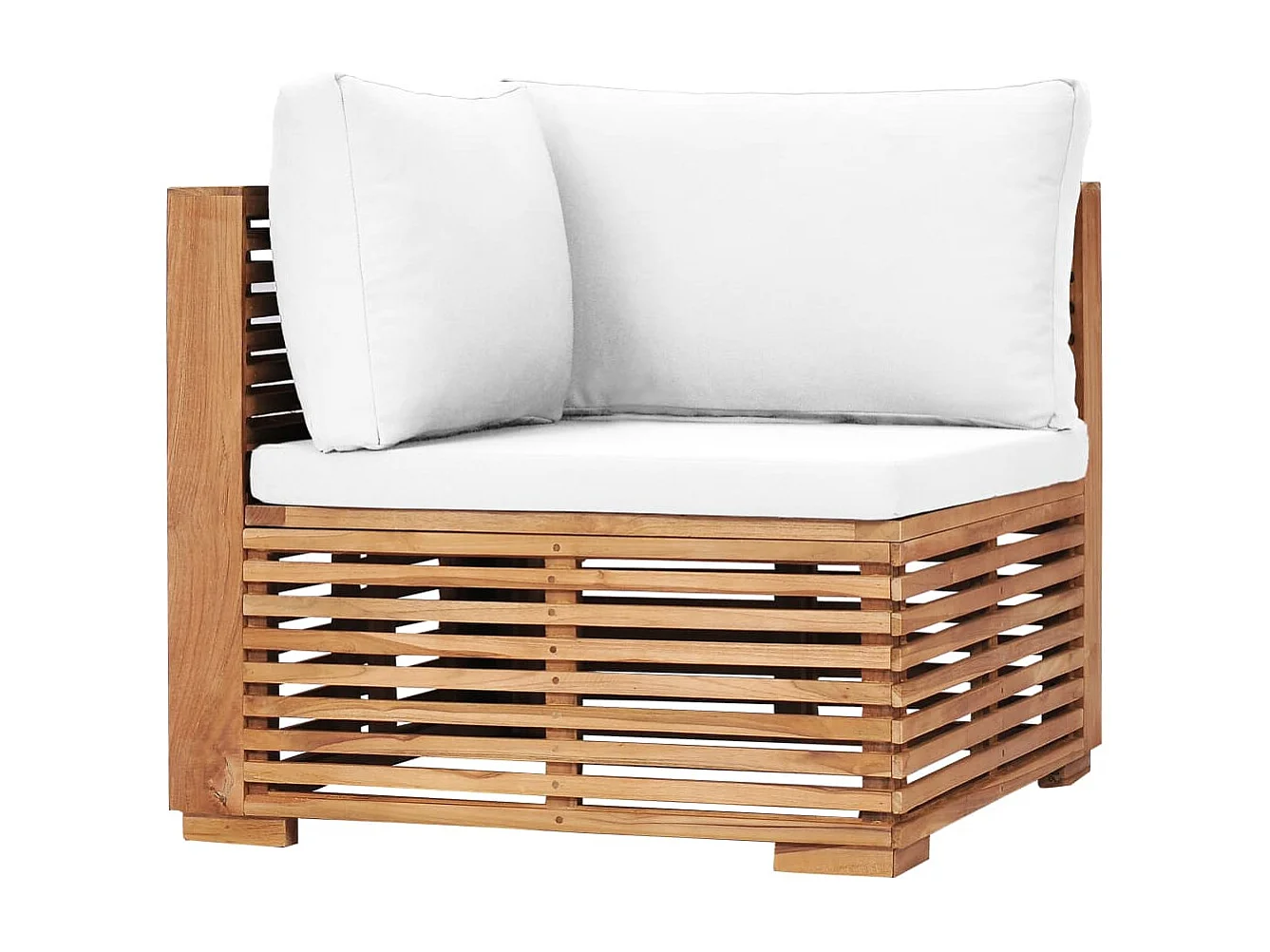 Canapé d'angle de jardin avec coussin crème Bois de teck solide
