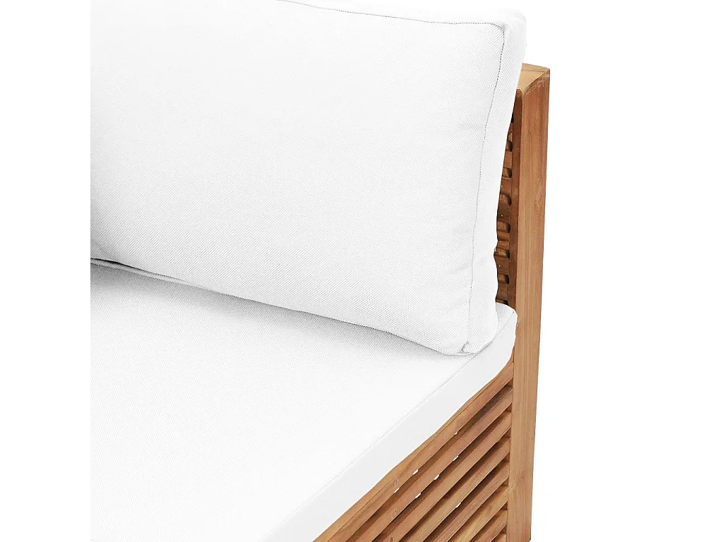 Canapé d'angle de jardin avec coussin crème Bois de teck solide