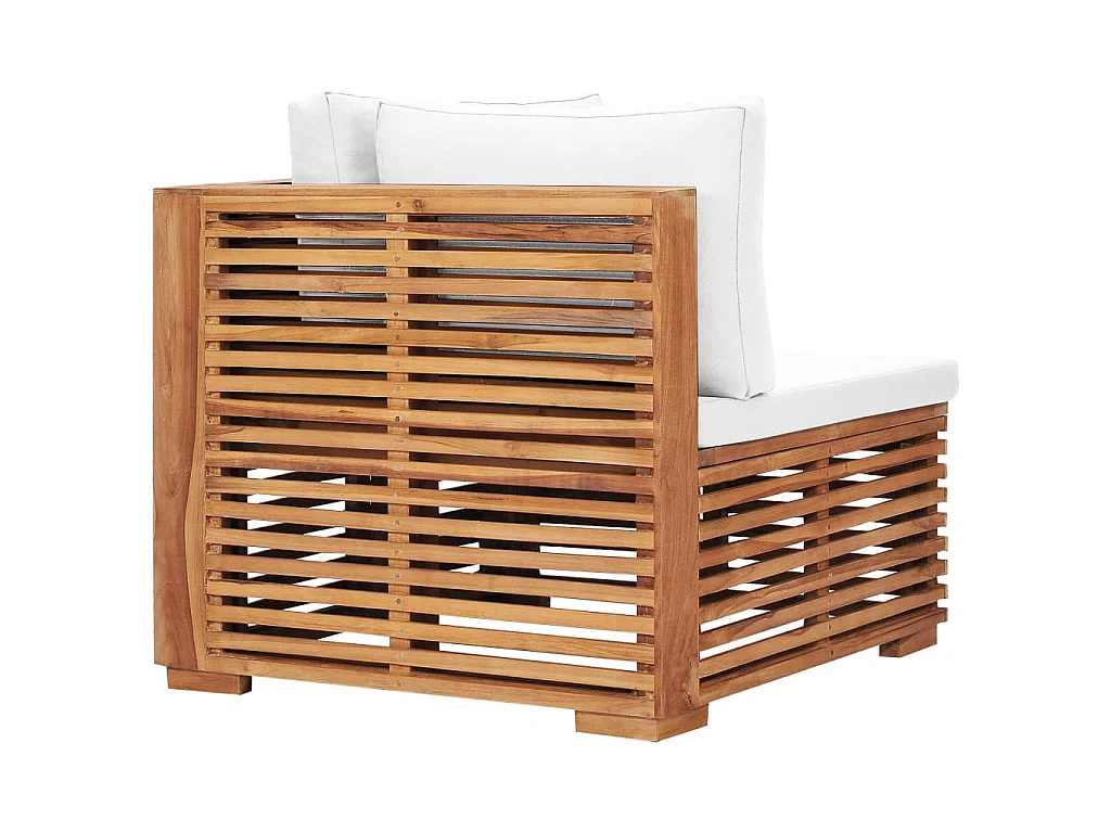 Divano Angolare da Giardino con Cuscino Crema Massello di Teak