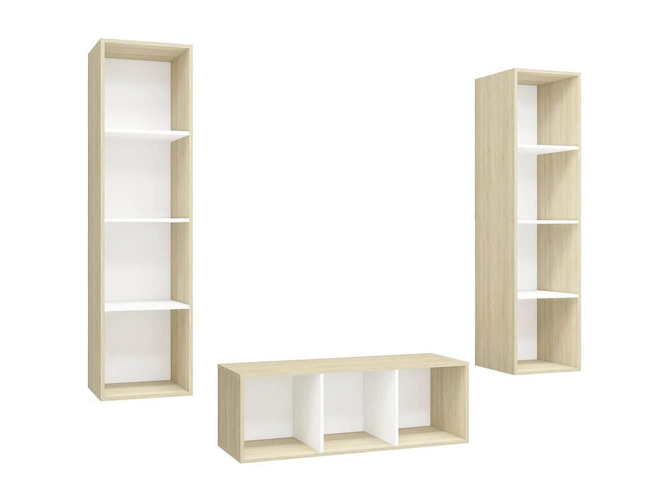 Ensemble de meubles TV 3pcs Blanc chêne sonoma Bois ingénierie
