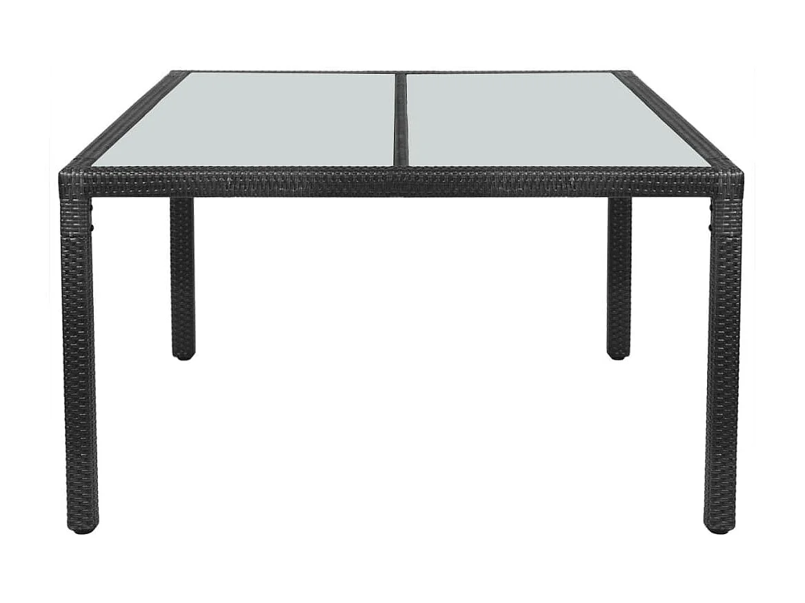 Table de jardin noir 150x90x75 cm résine tressée