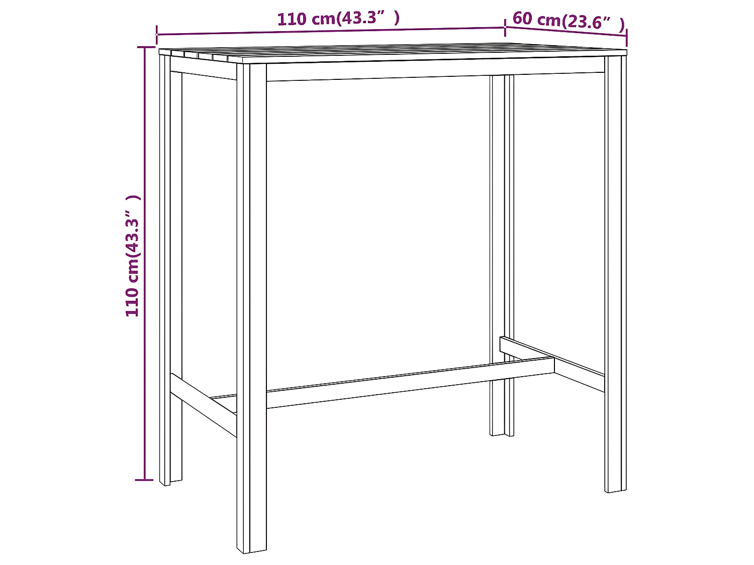Table de bar 110x60x110 cm Bois de pin imprégné