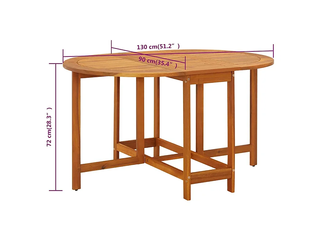 Mesa de jardim 130x90x72 cm madeira de acácia maciça