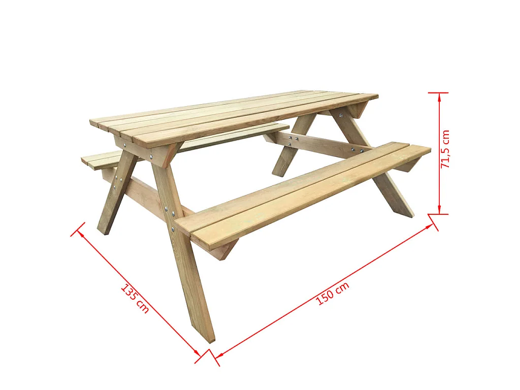 Picknicktafel 150x135x71,5 cm hout