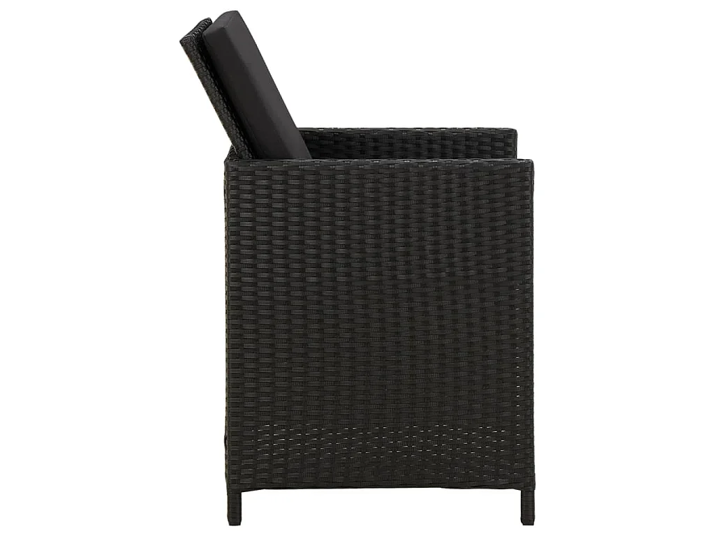 Sedie da Giardino con Cuscini 4 pz in Polyrattan Nere