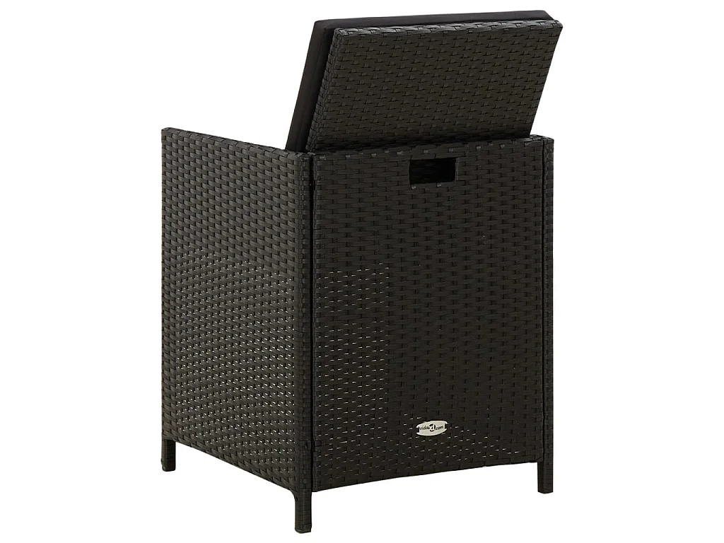 Sedie da Giardino con Cuscini 4 pz in Polyrattan Nere