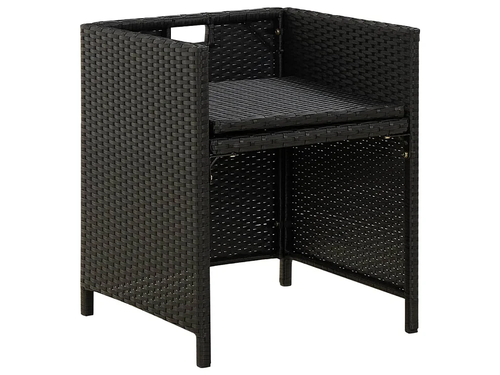 Sedie da Giardino con Cuscini 4 pz in Polyrattan Nere