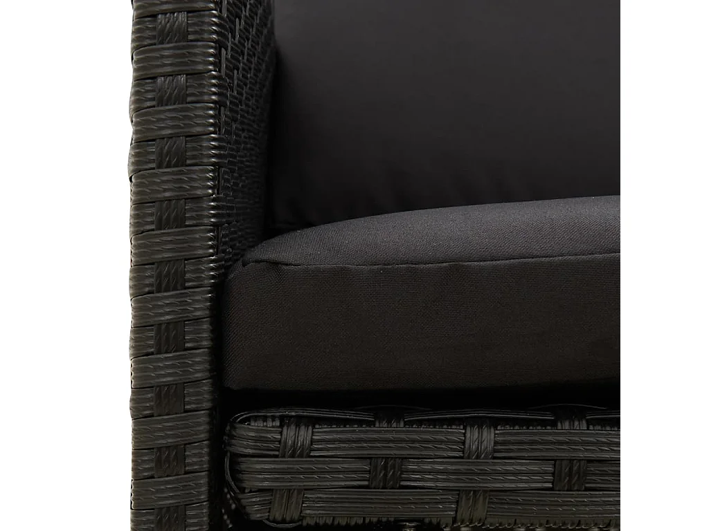 Sedie da Giardino con Cuscini 4 pz in Polyrattan Nere