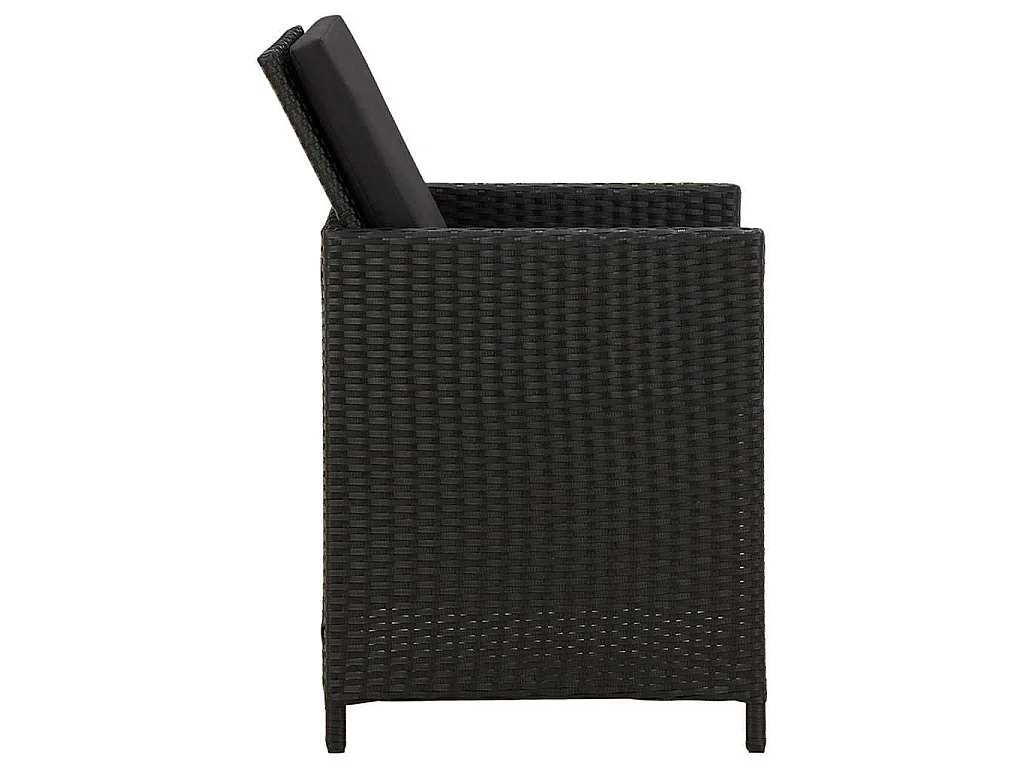 Gartenstühle mit Kissen 4 Stk. Poly Rattan Schwarz