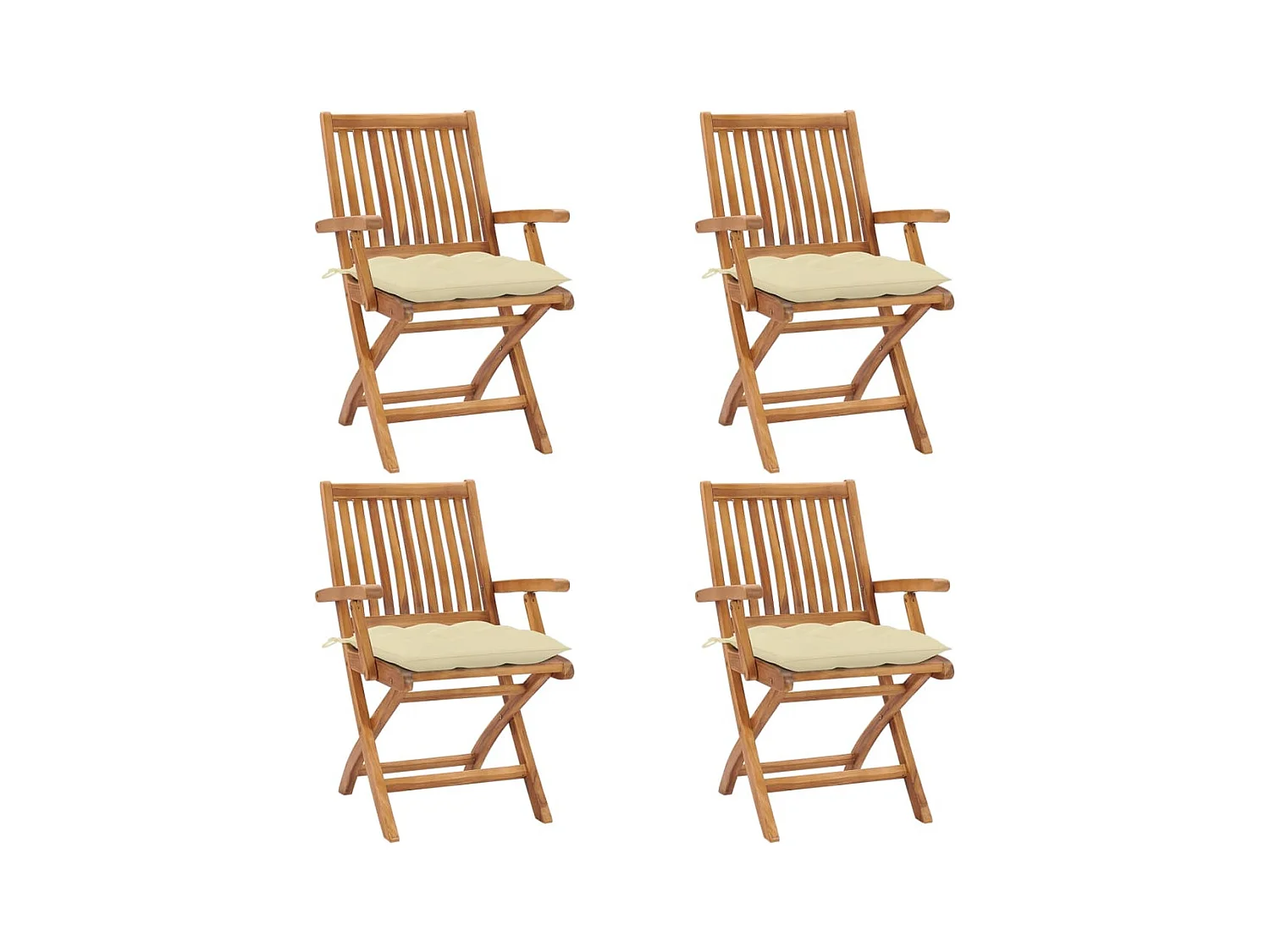 Chaises pliables de jardin avec coussins lot de 4 Teck solide