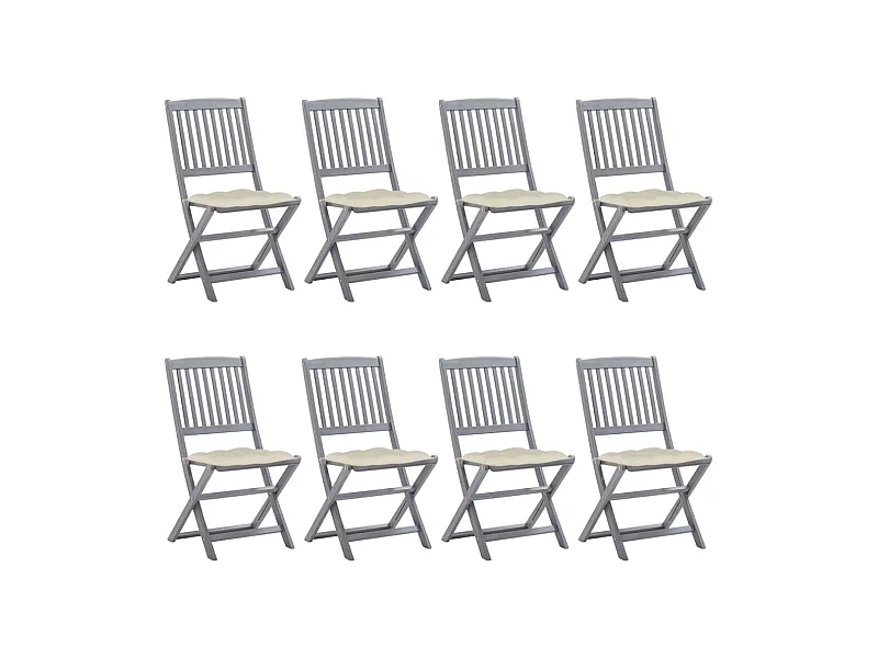 Klappbare Gartenstühle 8 Stk. mit Kissen Massivholz Akazie