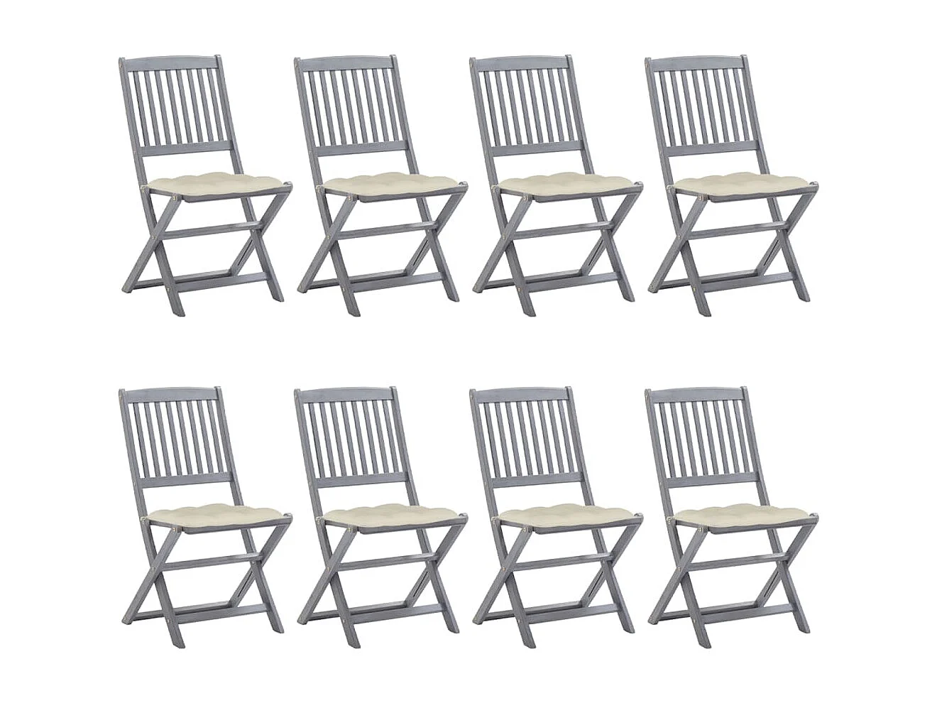Tuinstoelen 8 st inklapbaar met kussens massief acaciahout