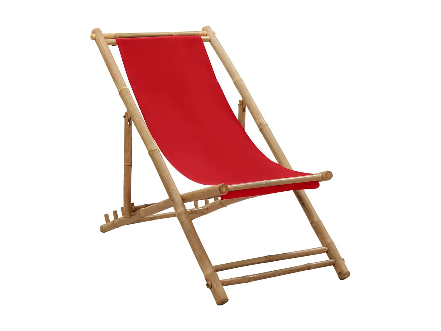 Chaise de terrasse bambou et toile rouge