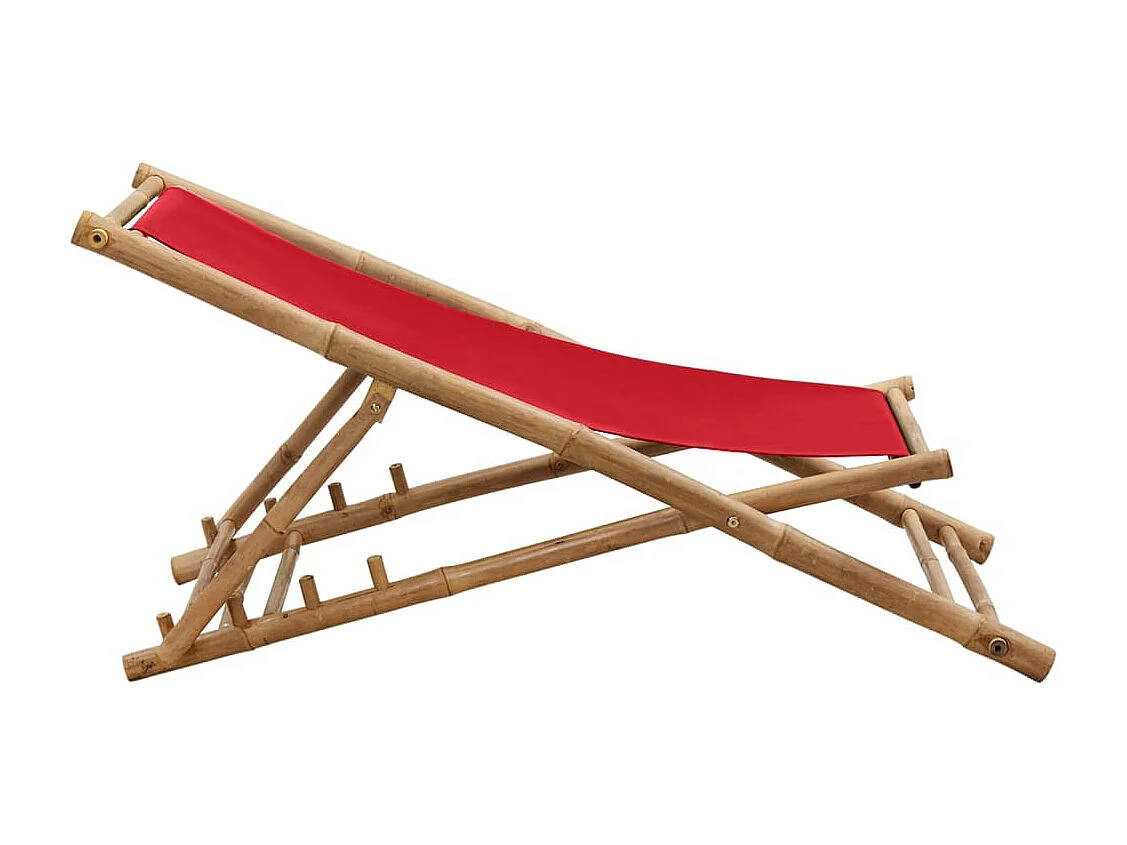 Chaise de terrasse bambou et toile rouge