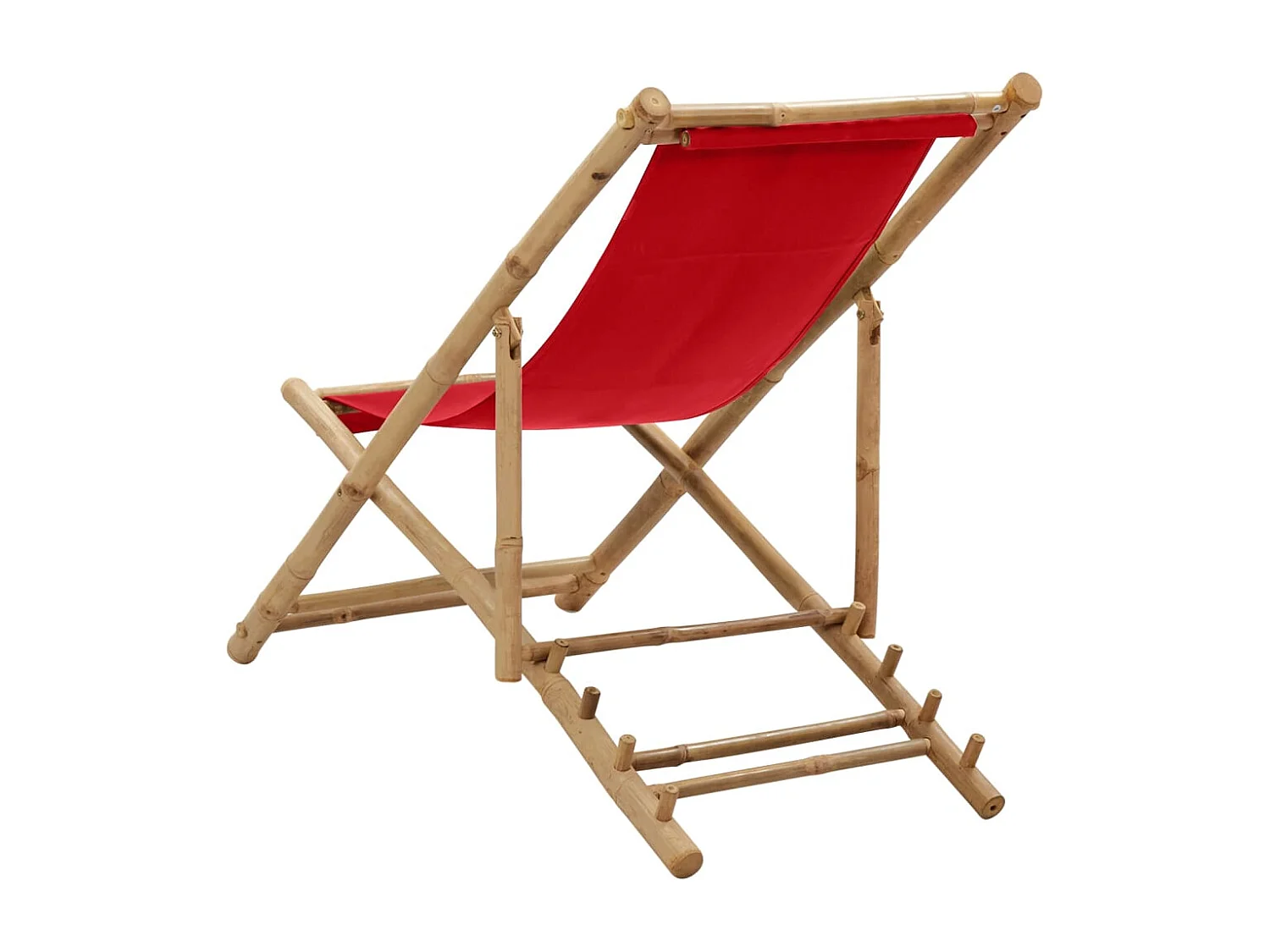 Liegestuhl Bambus und Canvas Rot