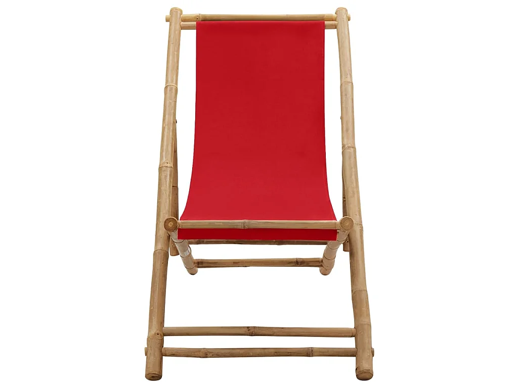 Chaise de terrasse bambou et toile rouge