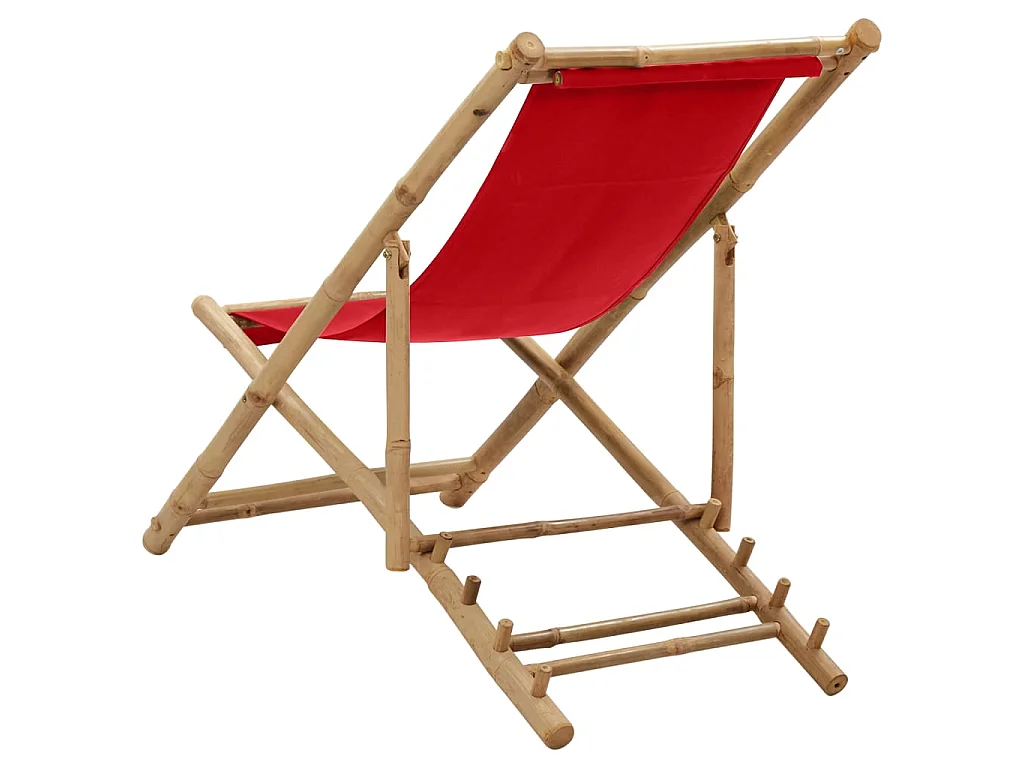Chaise de terrasse bambou et toile rouge