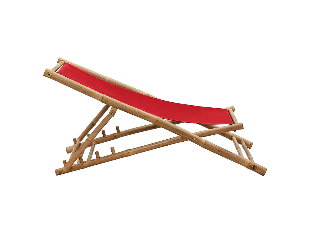 Chaise de terrasse bambou et toile rouge