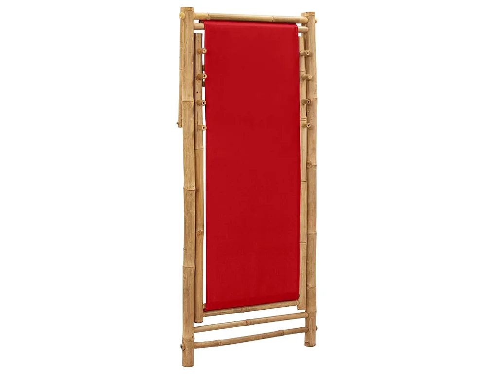 Chaise de terrasse bambou et toile rouge