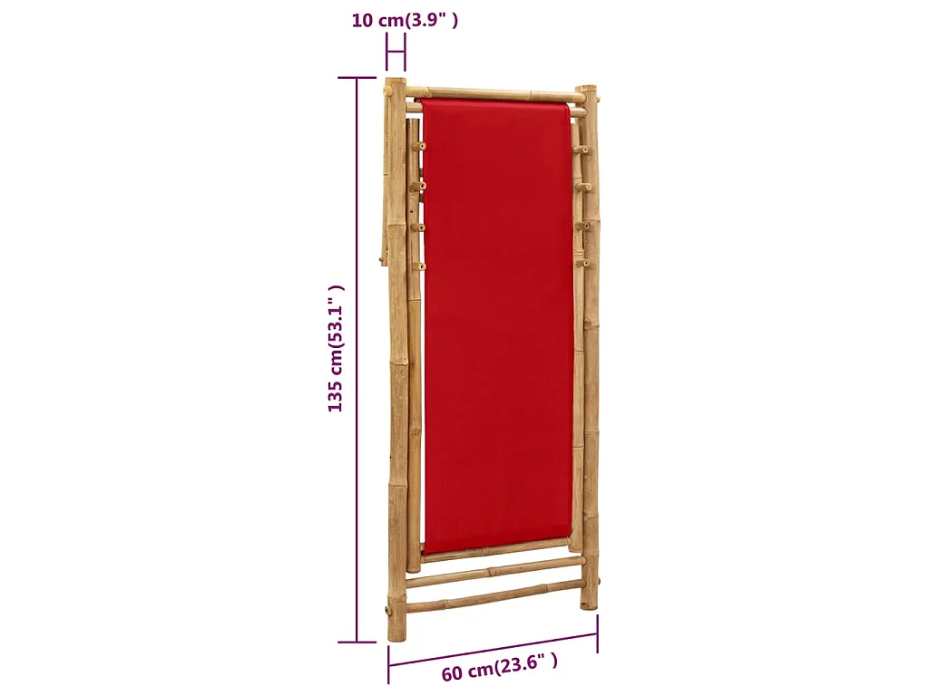 Chaise de terrasse bambou et toile rouge