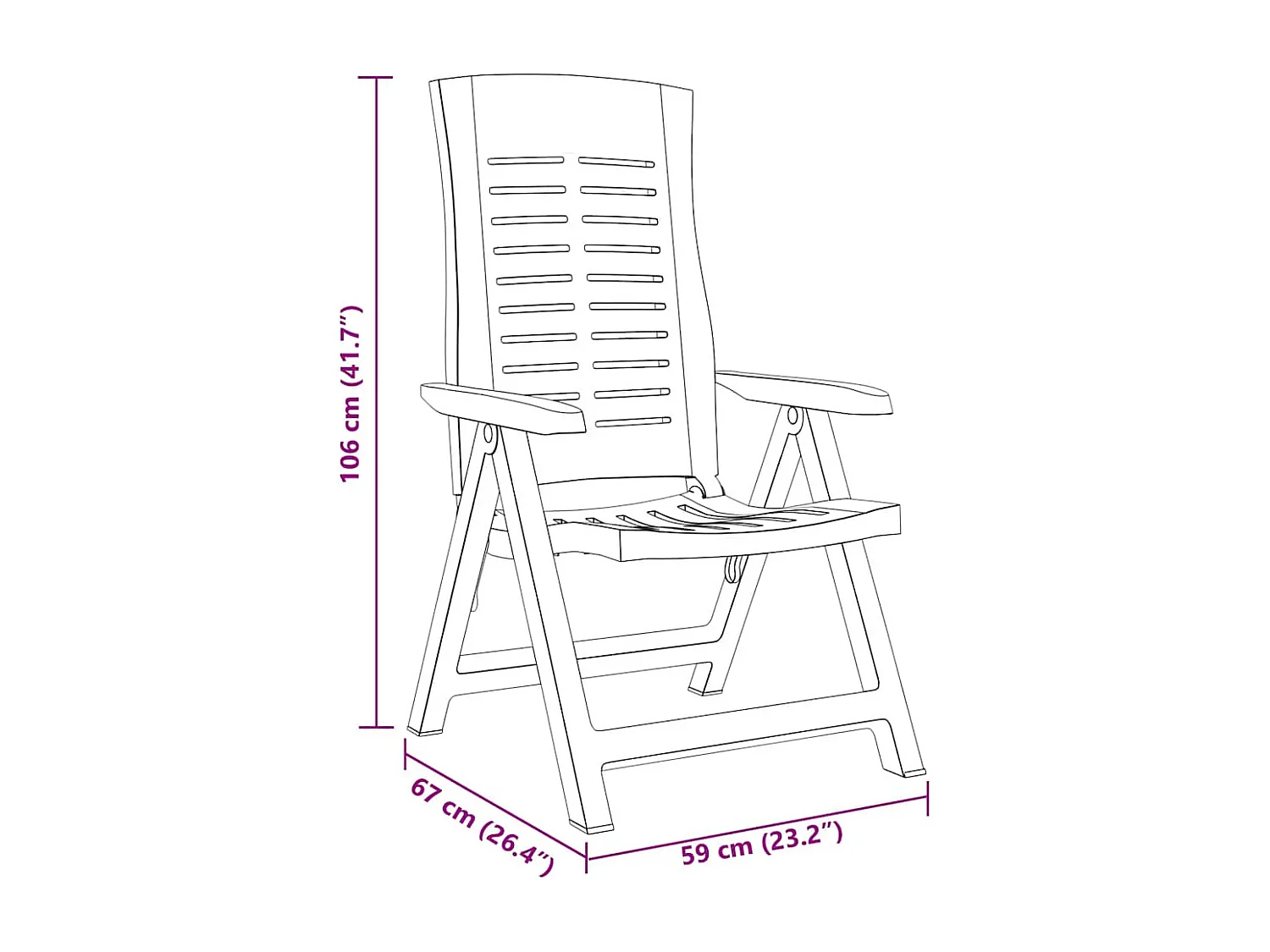 Chaises inclinables de jardin lot de 2 Plastique Moka