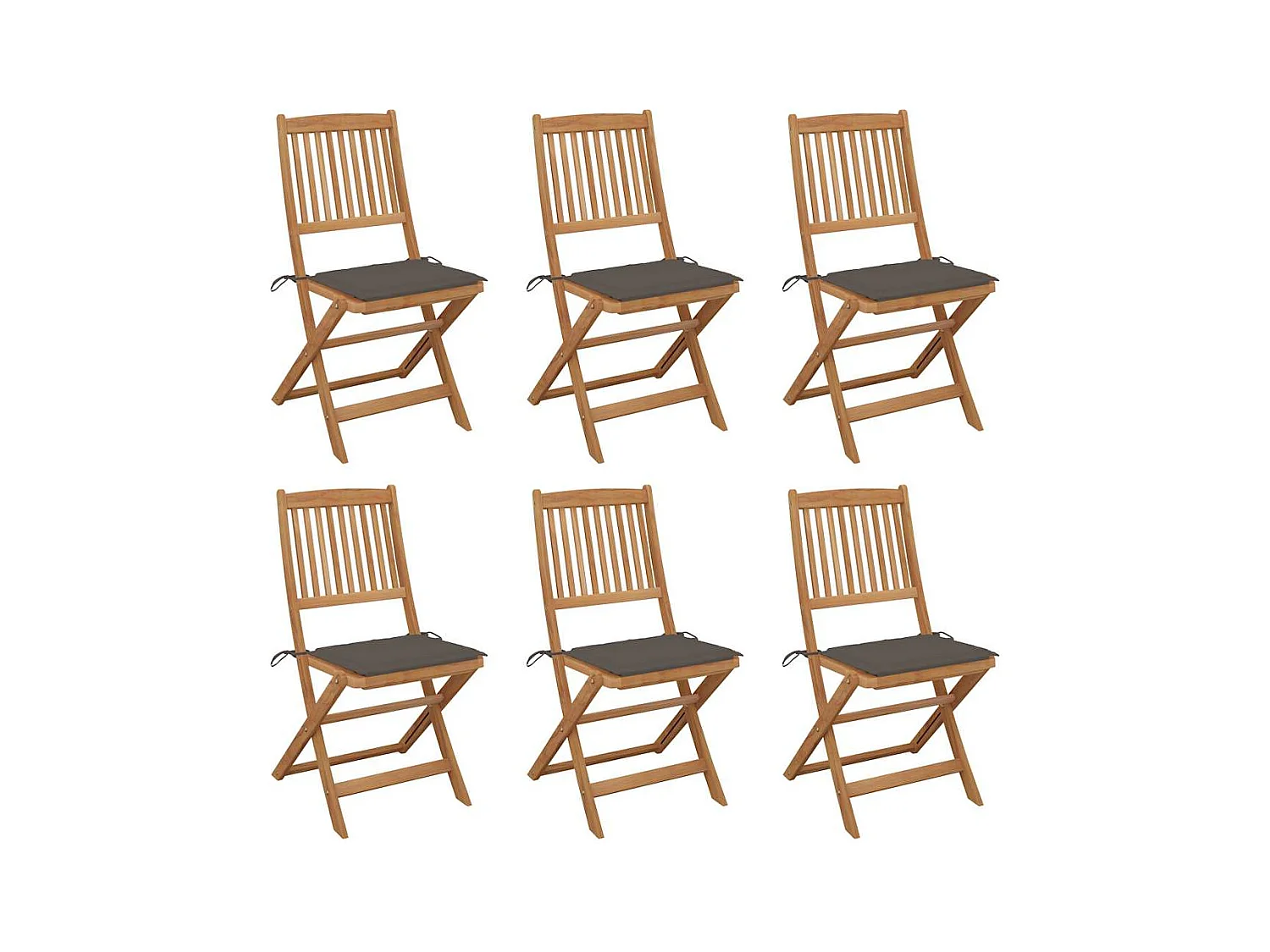 Chaises pliables de jardin lot de 6 avec coussins Bois d'acacia