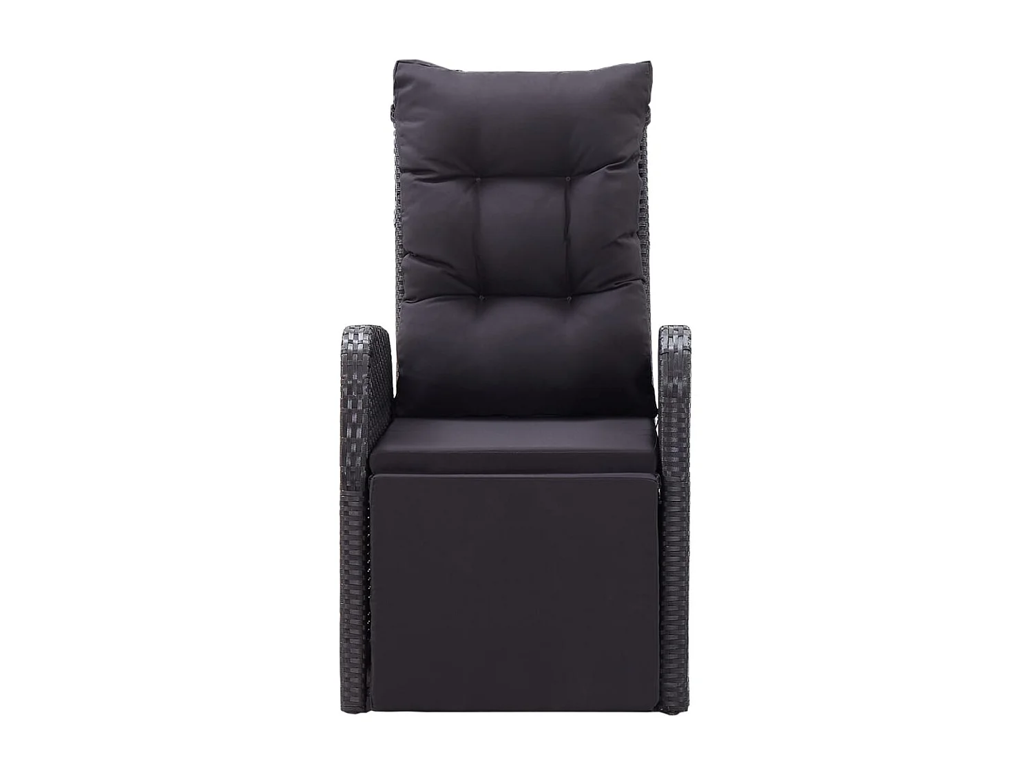 Sedie Reclinabili da Giardino con Cuscini 2pz Nero Polyrattan