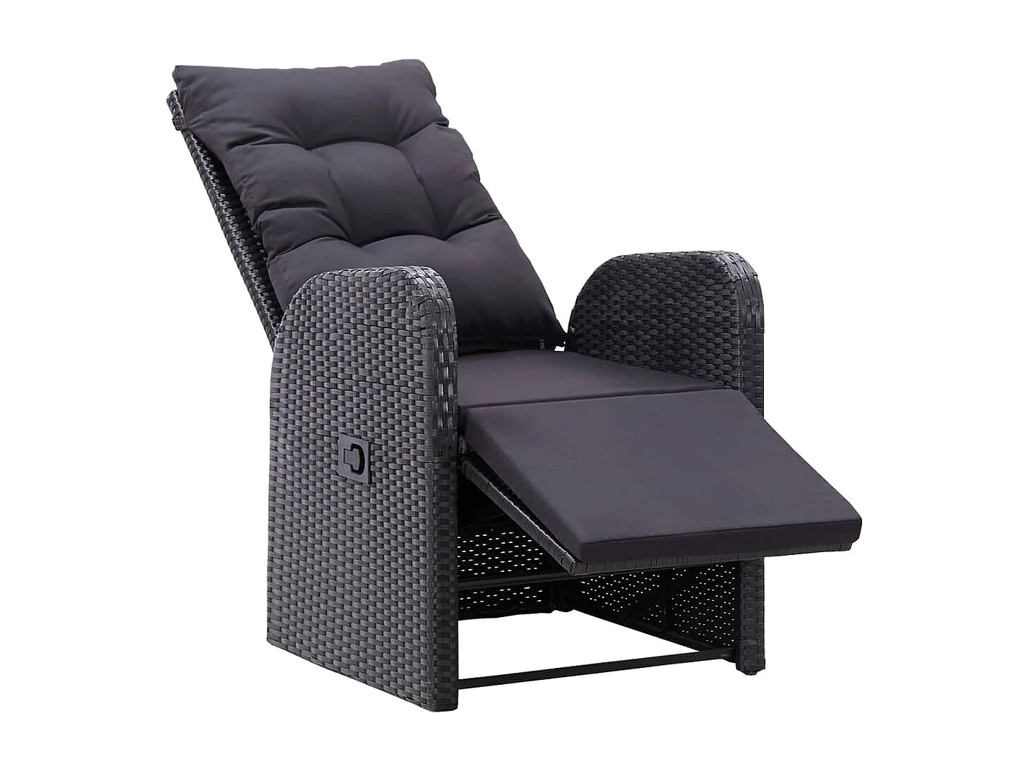 Sedie Reclinabili da Giardino con Cuscini 2pz Nero Polyrattan
