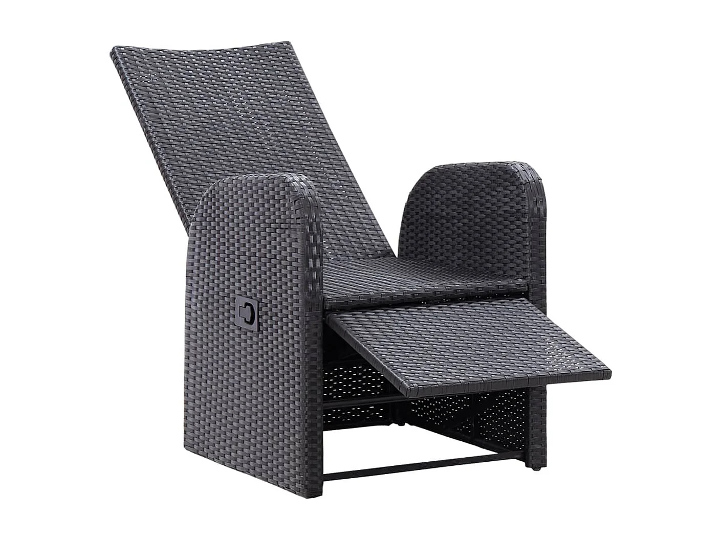 Sedie Reclinabili da Giardino con Cuscini 2pz Nero Polyrattan