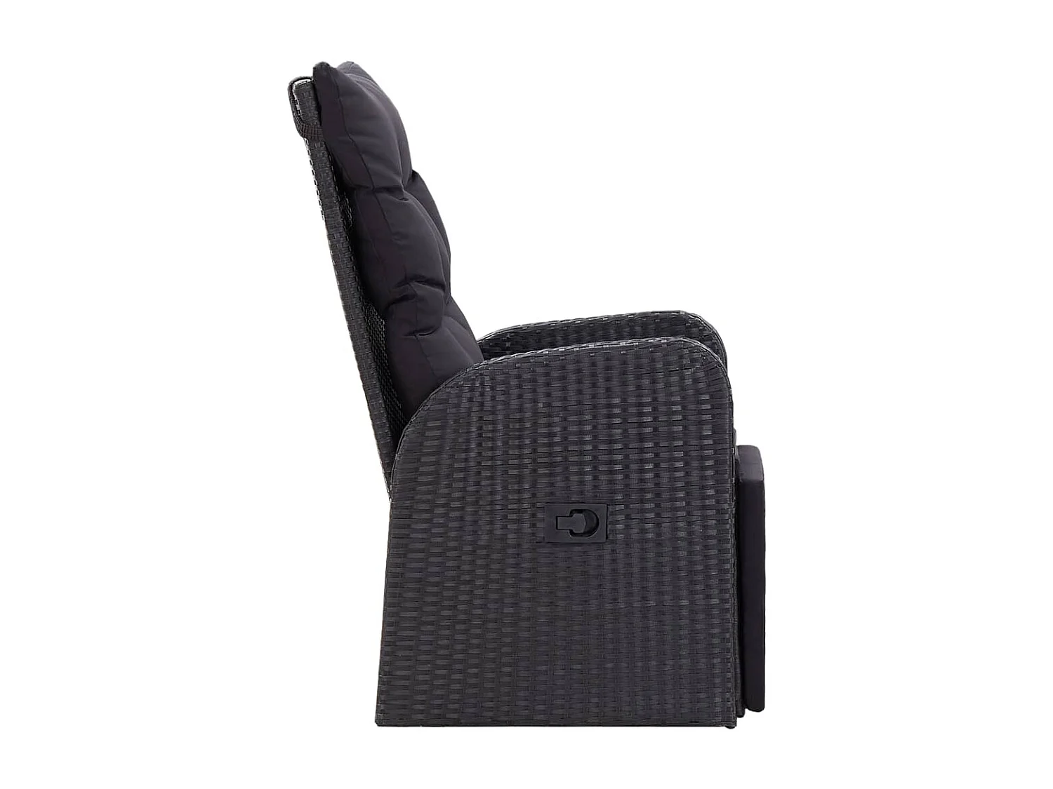 Sedie Reclinabili da Giardino con Cuscini 2pz Nero Polyrattan