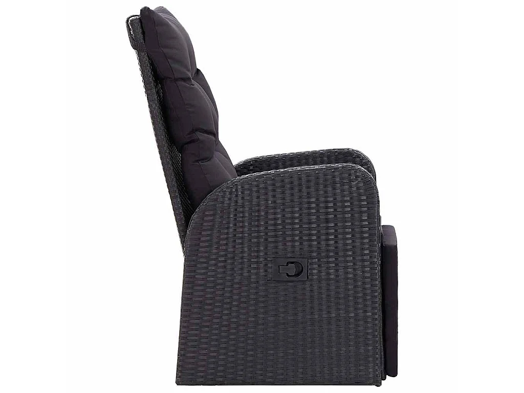 Gartensessel mit Kissen 2 Stk. Verstellbar Schwarz Poly Rattan