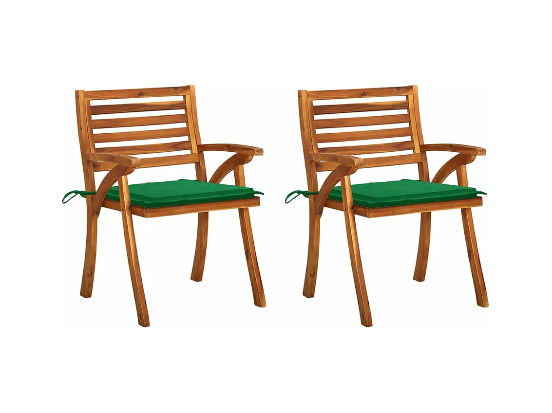 Garten-Essstühle mit Kissen 2 Stk. Massivholz Akazie