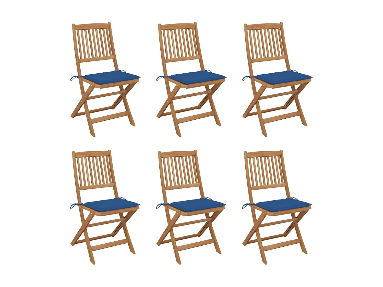 Chaises pliables de jardin lot de 6 avec coussins Bois d'acacia