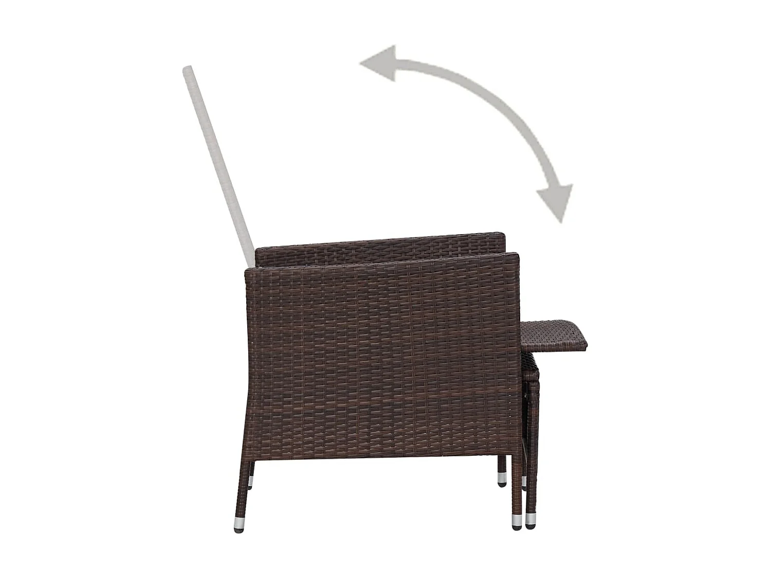 Tuinstoel verstelbaar met kussens poly rattan bruin