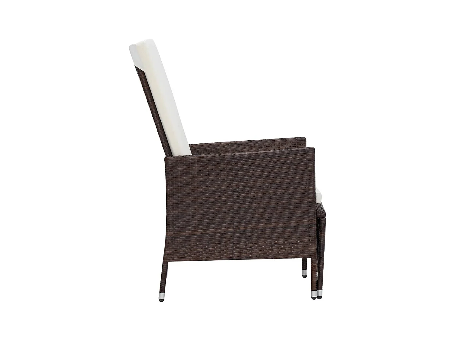 Sedia da Giardino Reclinabile con Cuscino in Polyrattan Marrone