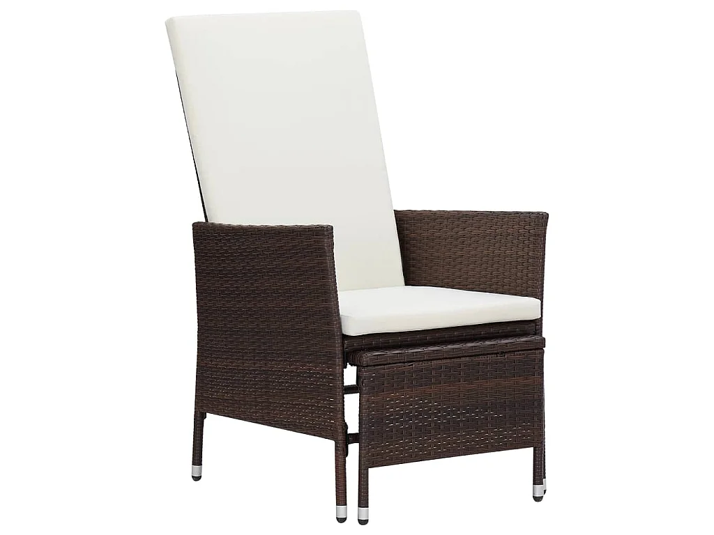 Sedia da Giardino Reclinabile con Cuscino in Polyrattan Marrone