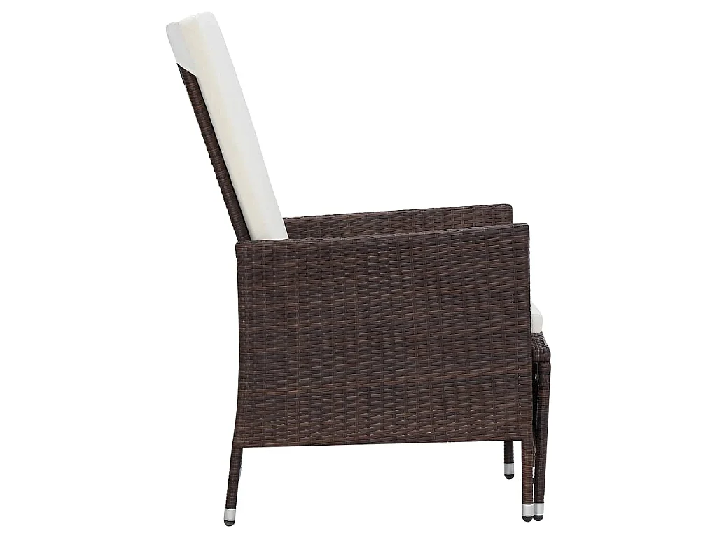 Sedia da Giardino Reclinabile con Cuscino in Polyrattan Marrone