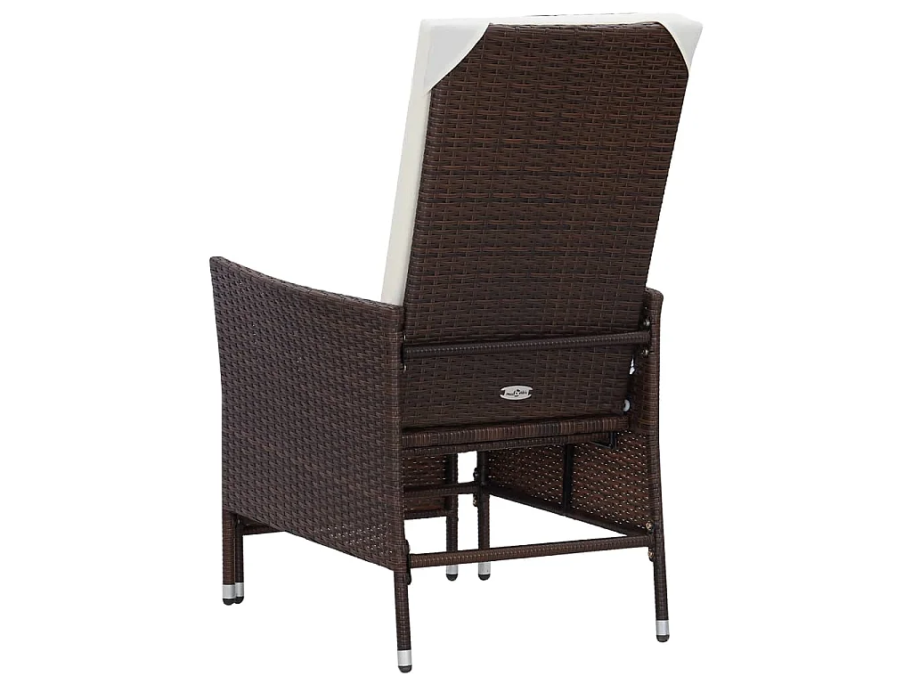 Sedia da Giardino Reclinabile con Cuscino in Polyrattan Marrone