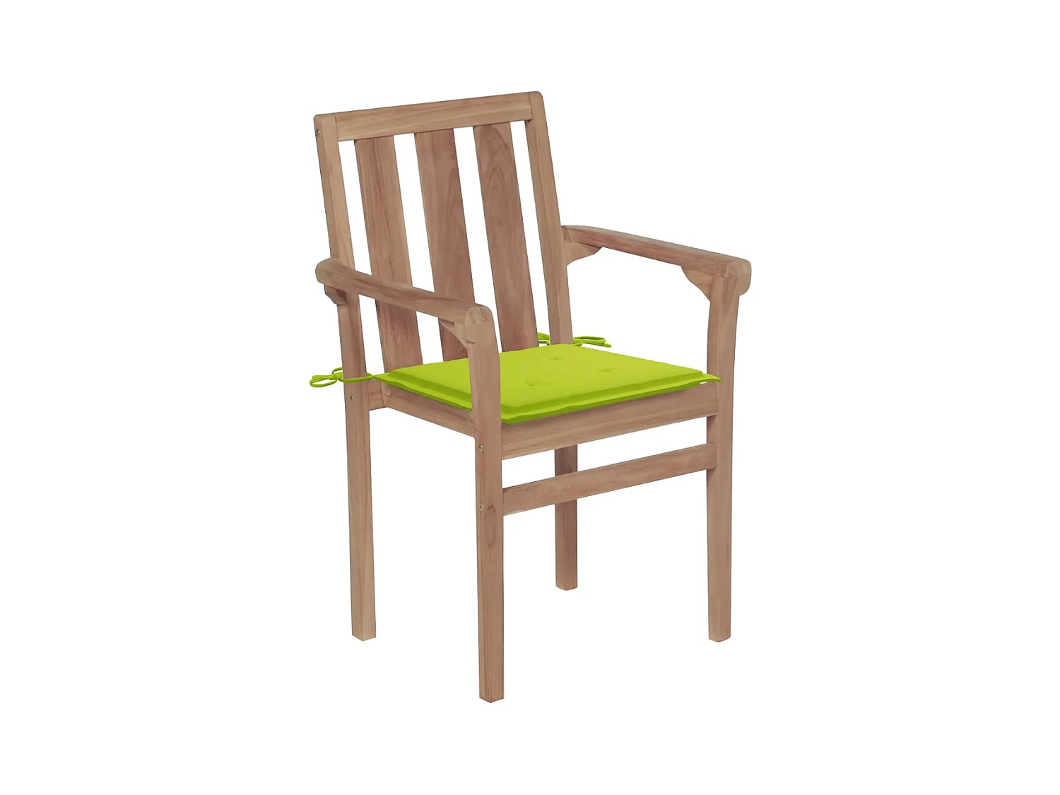 Tuinstoelen 2 st met heldergroene kussens massief teakhout