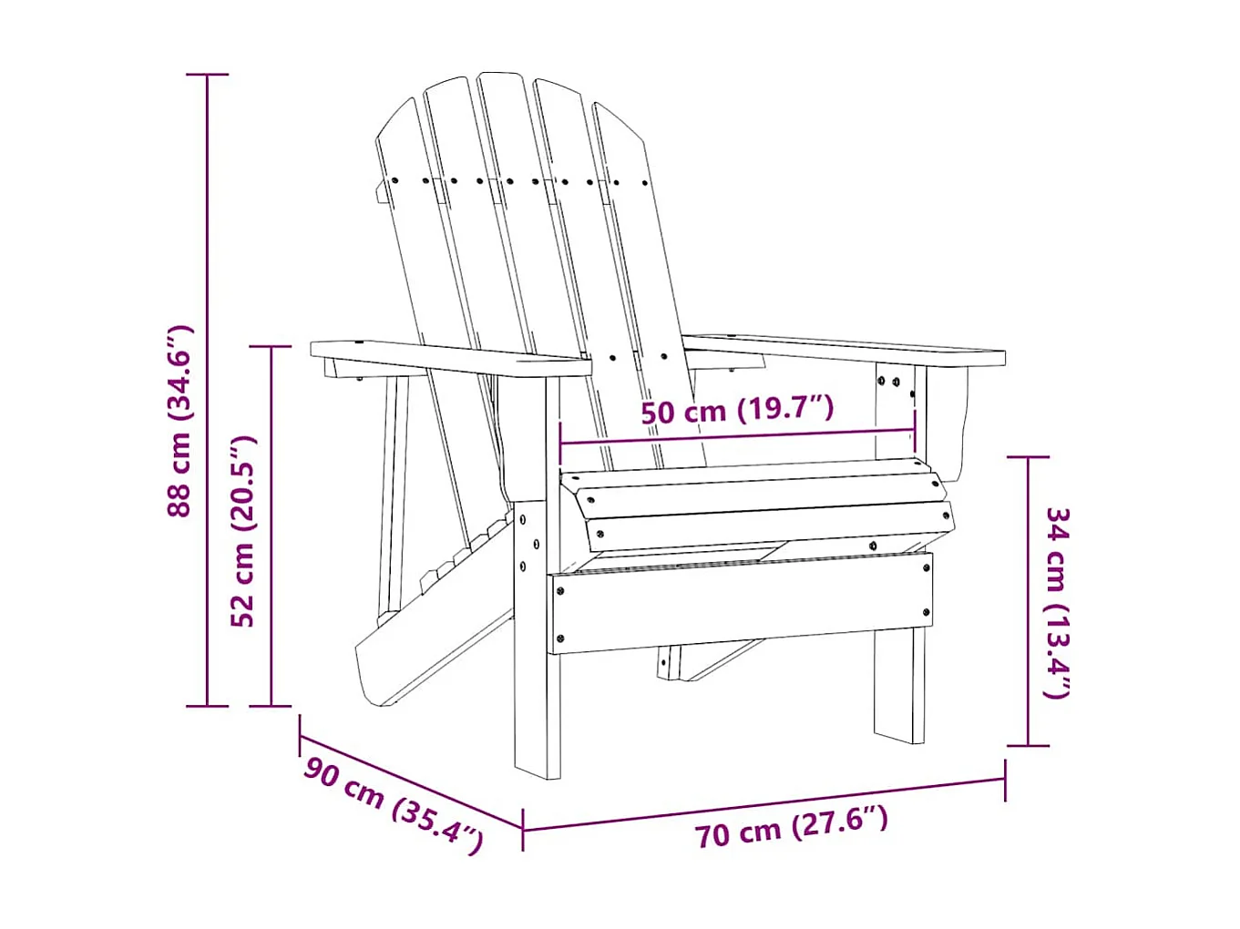 Chaise de jardin Adirondack bois de sapin massif vert