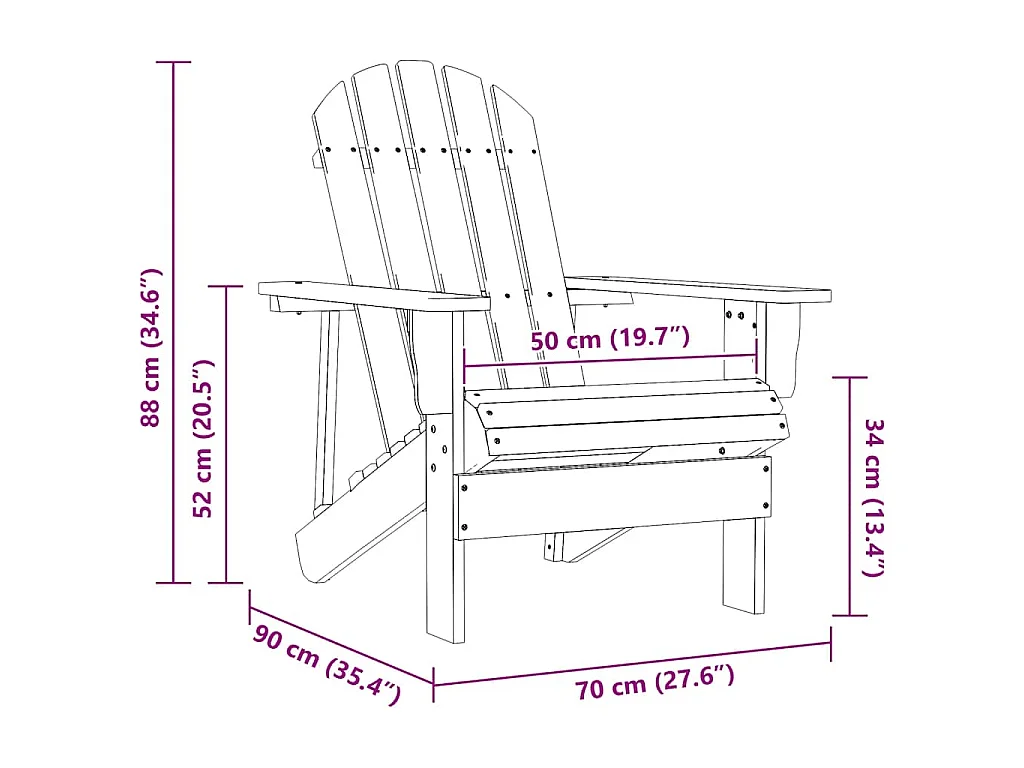 Sedia Giardino Adirondack in Legno Massello di Abete Verde