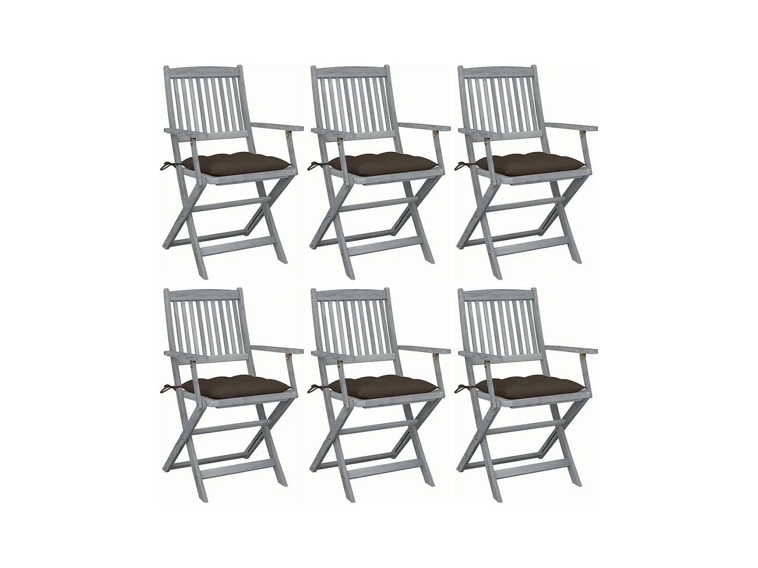 Chaises pliables d'extérieur lot de 6 et coussins Bois d'acacia