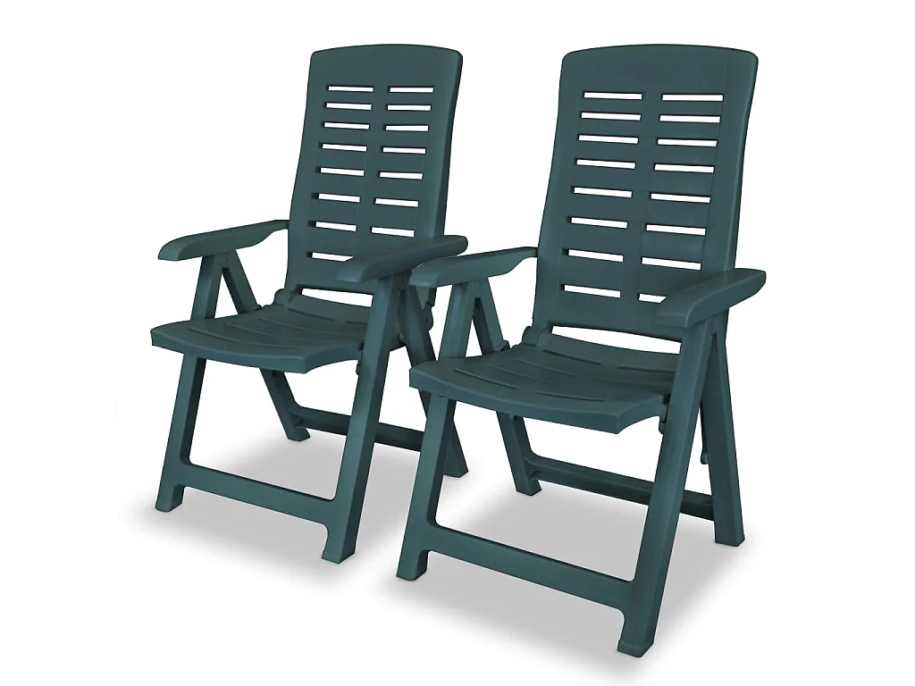 Tuinstoelen 2 st verstelbaar kunststof groen