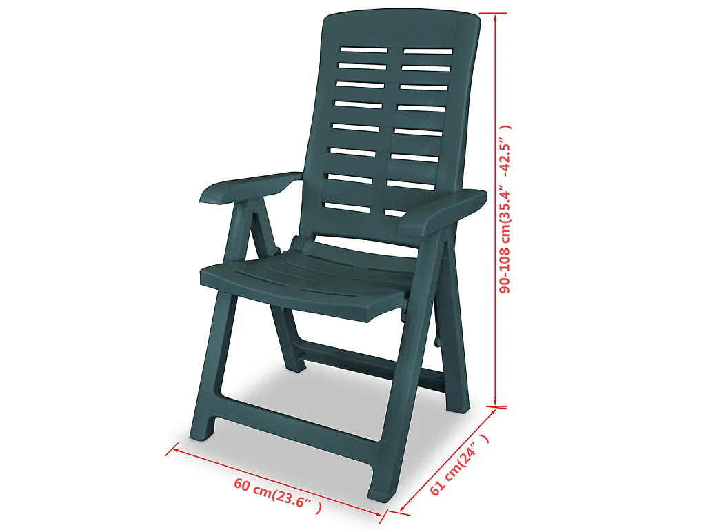 Tuinstoelen 2 st verstelbaar kunststof groen