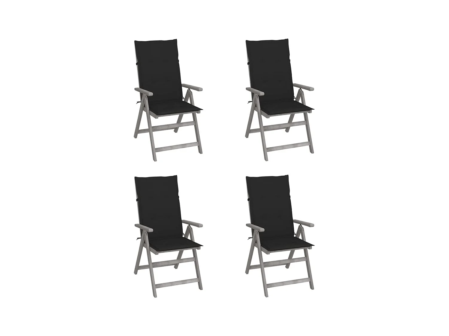 Chaises inclinables de jardin lot de 4 et coussins Bois acacia