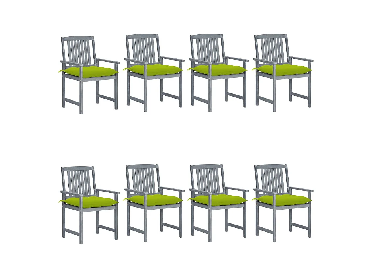 Chaises de jardin et coussins lot de 8 Bois acacia solide Gris